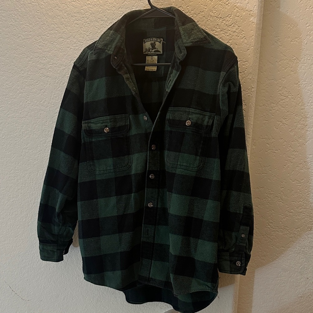 Field and Stream Black and Green Checkered Shirt Jacket